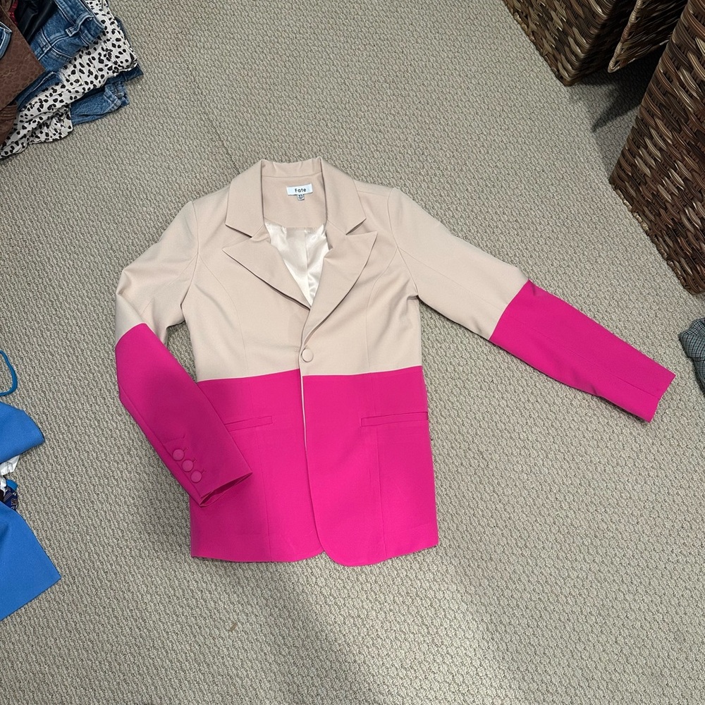 Fate Pink and Cream Color-Block Blazer